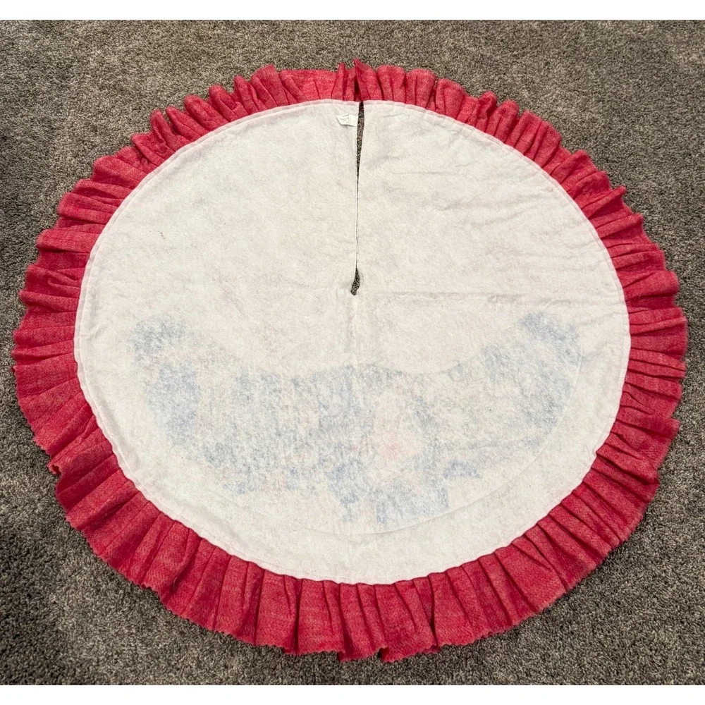 Vintage Christmas Tree Skirt Santa Toys 44